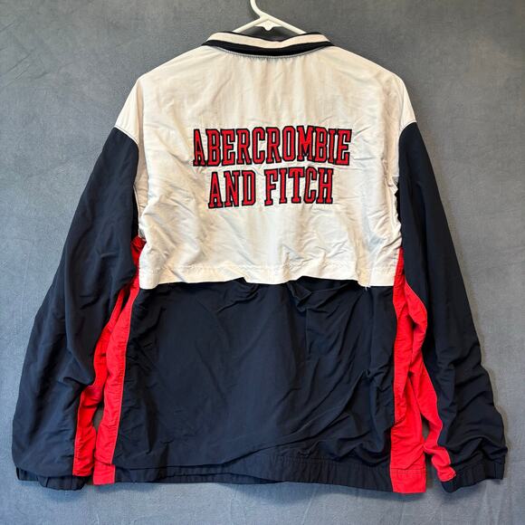 Abercrombie & Fitch Pullover Windbreaker Jacket Anorak Logo Preppy Track Medium - Picture 3 of 14